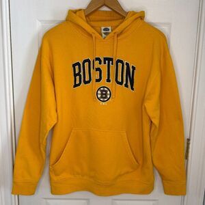 Boston Bruins Old School Gold NHL Hoodie Hockey Sweatshirt Size Large